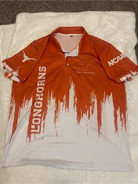 Texas Longhorns Men's Polo Shirt Size 2XL Paint Drip Splatter Graphic NCAA